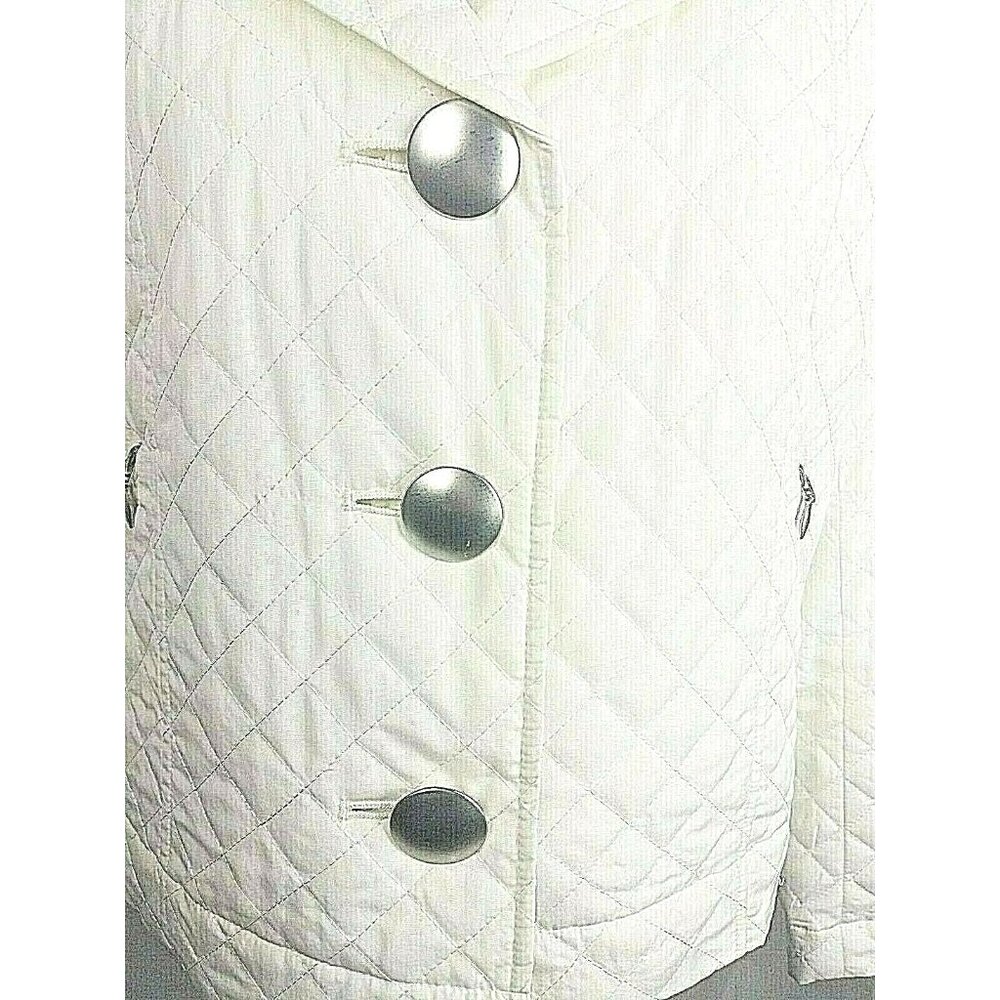 🌼RQT Quilted Jacket Size Small Lightweight Outdoors Off White Silver Buttons - Picture 7 of 9